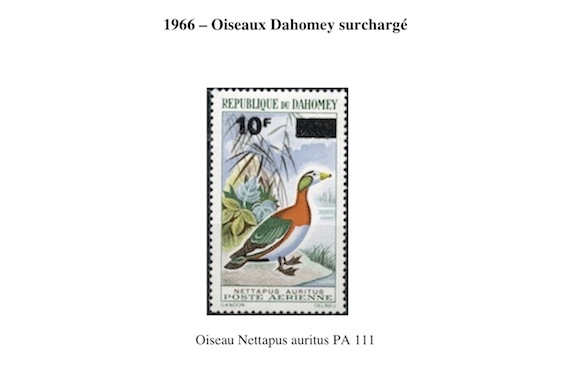 1966 oiseaux dahomey surcharge