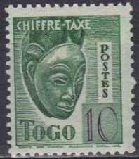 Togo 1942 masque timbre taxe 10 c vert jaune neuf sans rf 941084117 ml 2